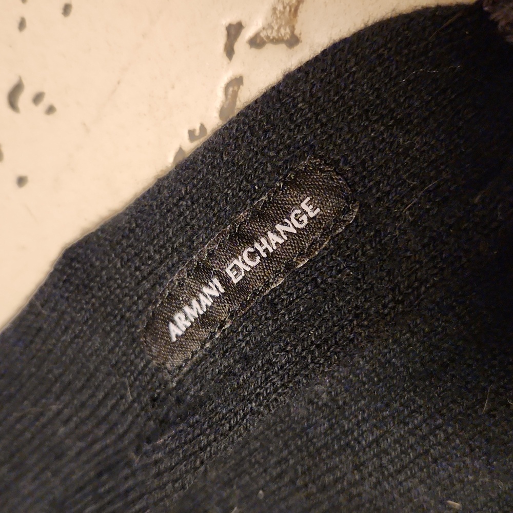 Armani Exchange Spell Out Logo Pullover Crewneck Knit Sweater Grey And Black - Picture 6 of 10